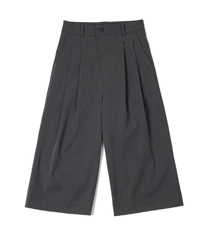 오파츠 Two pleats wide-leg pants (Gray)