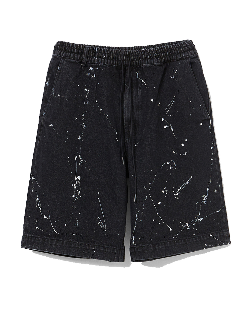 이니그마 Wide Painting Denim Shorts (Washed Black)