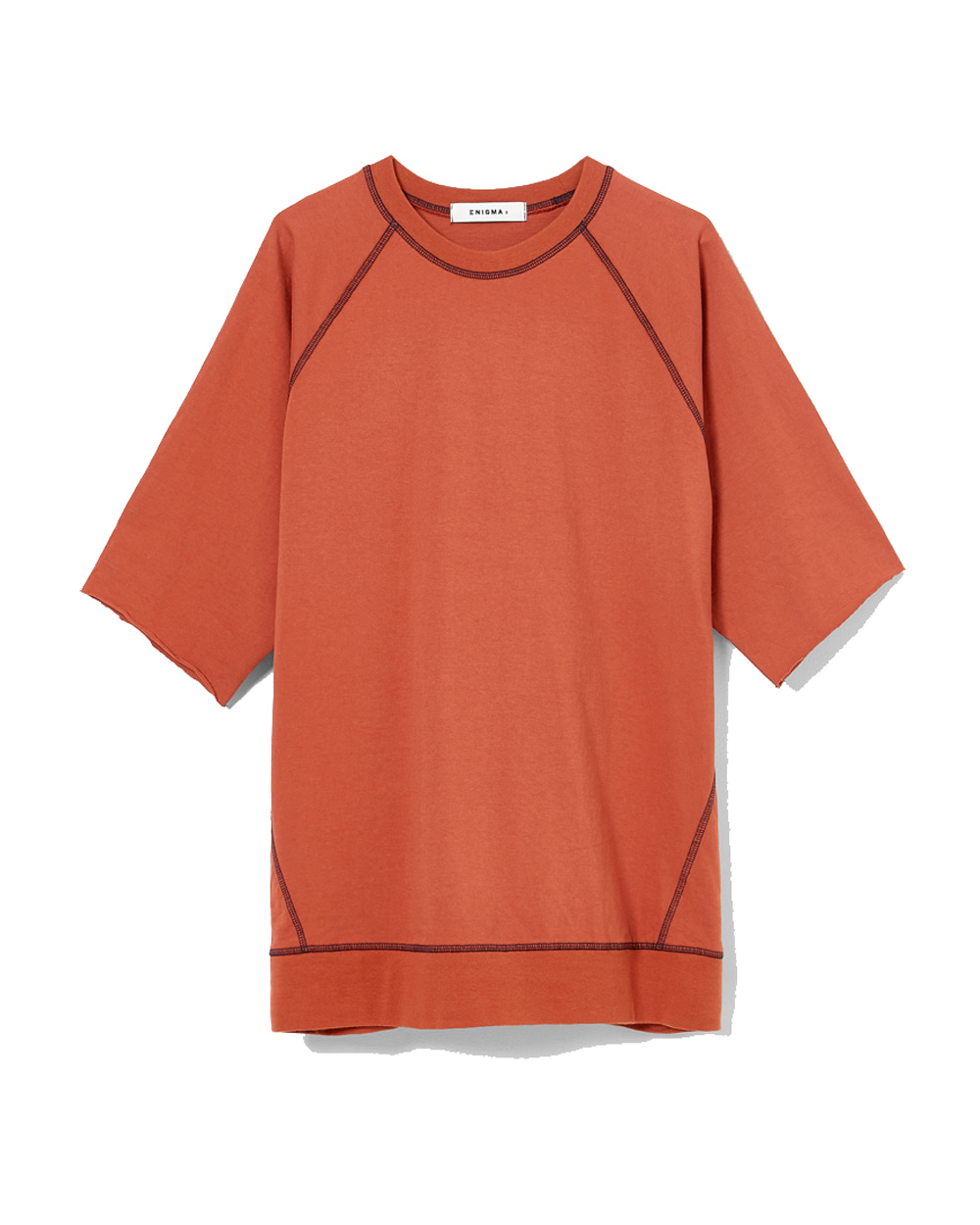 이니그마 Raglan Cut-off T-Shirt (Orange Red)
