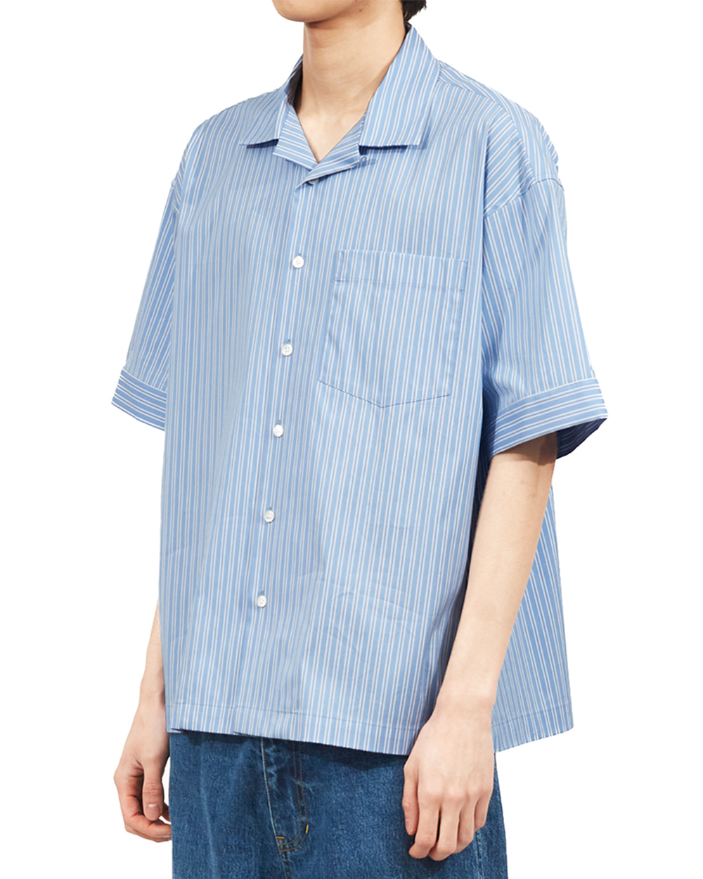 마티스더큐레이터 Open half shirts (Blue stripe)