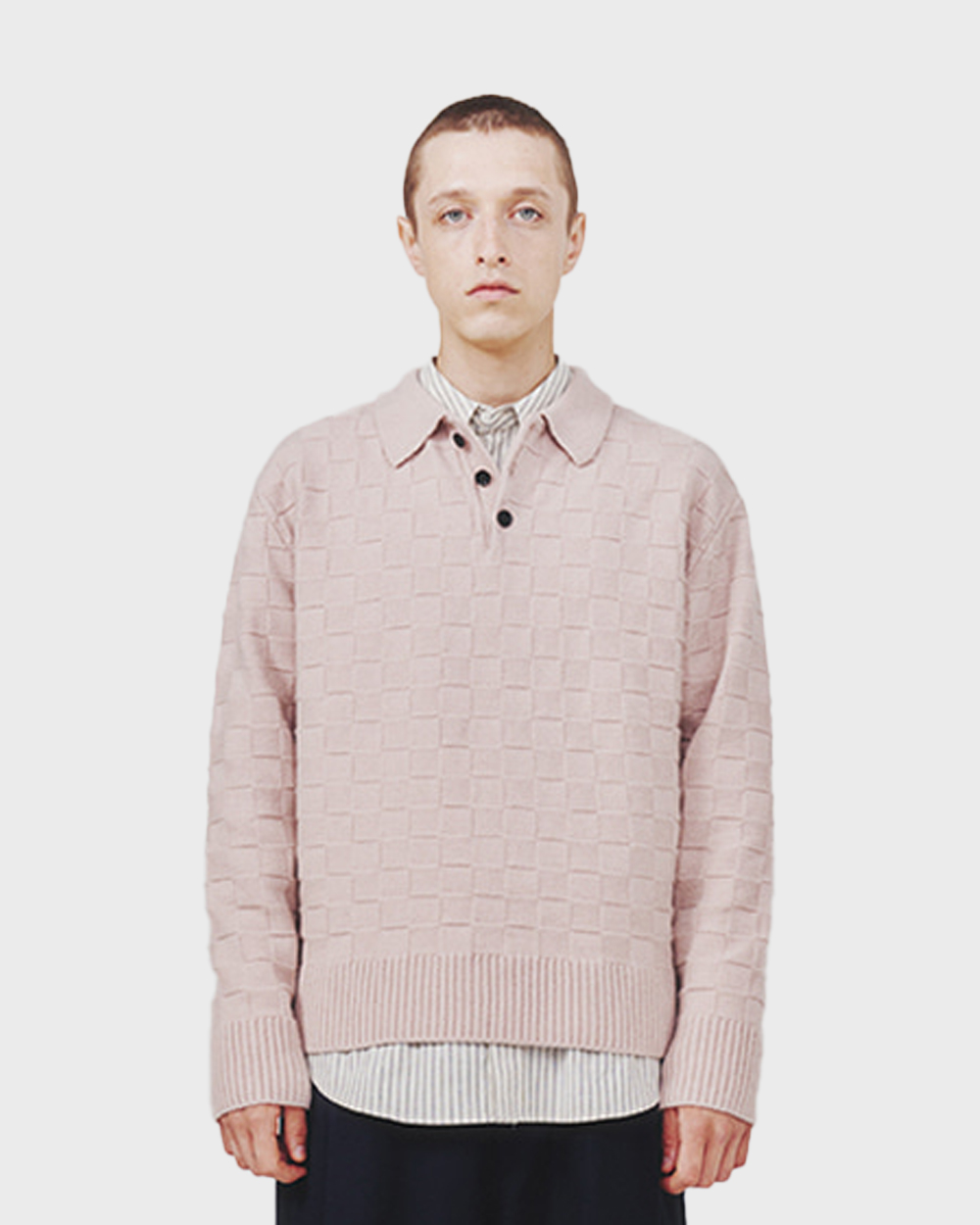아트이프액츠 Checkerboard Collar Knit (Delicate Pink)