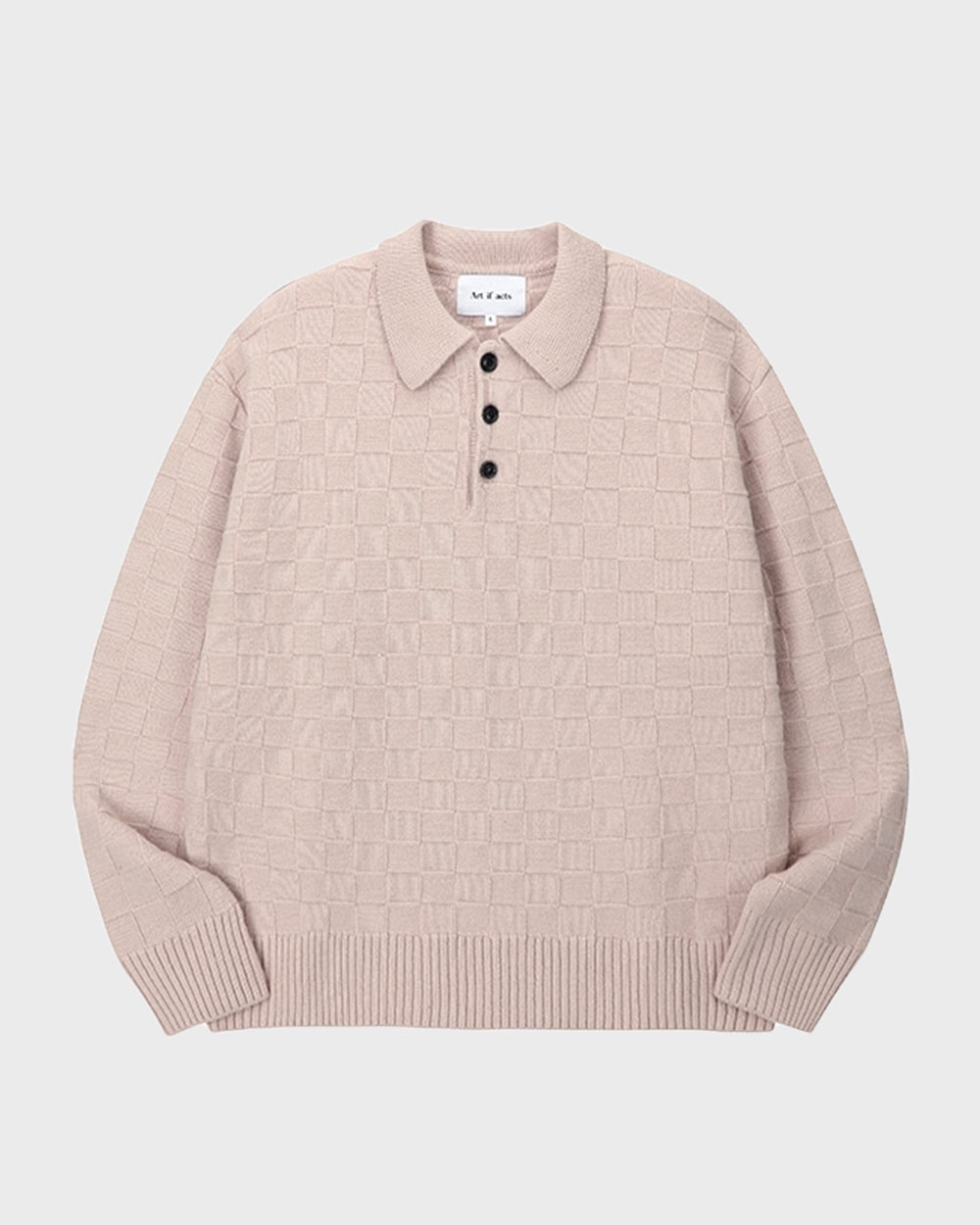 Checkerboard Collar Knit (Delicate Pink)