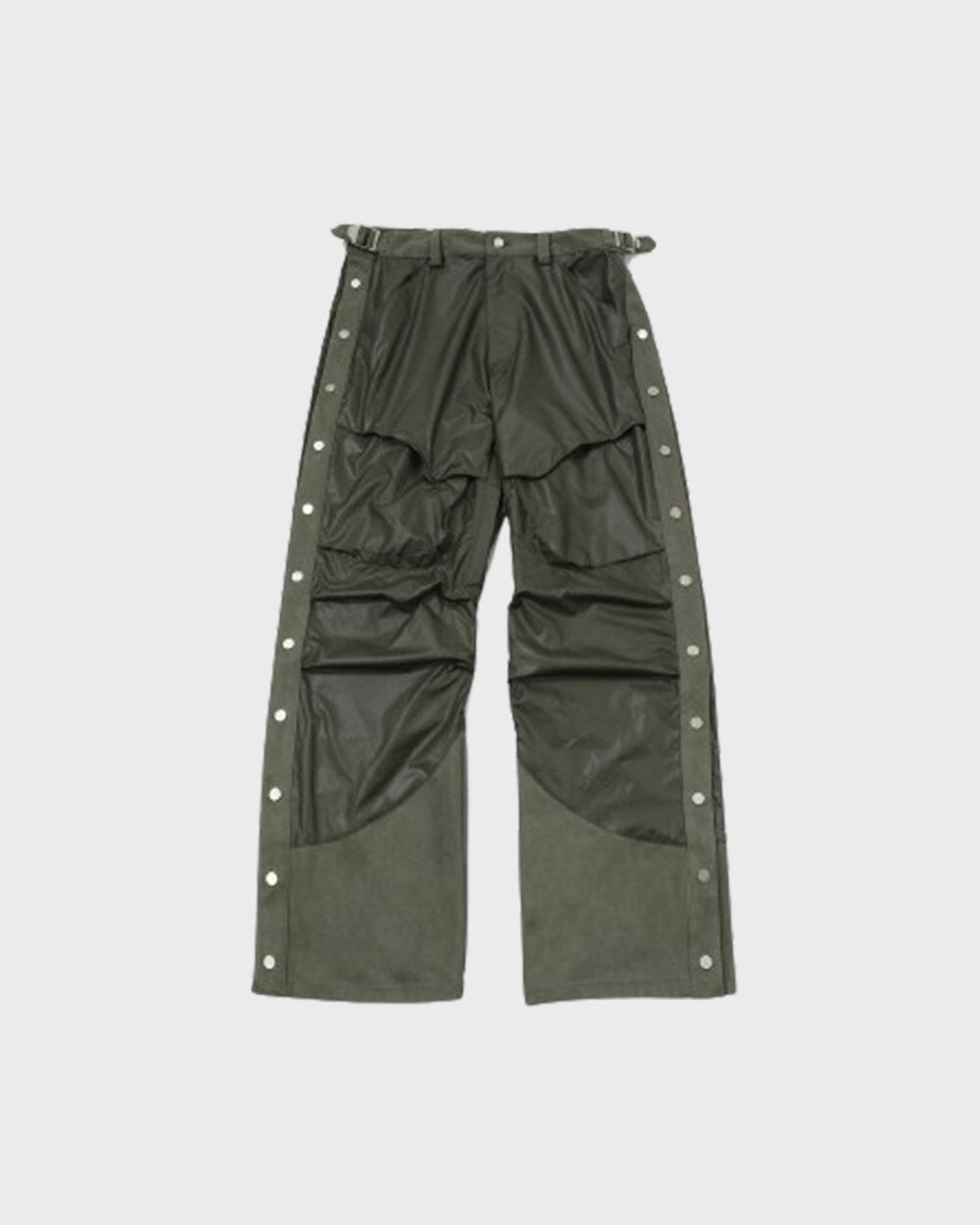 Suede Stitched Side Button Pants (Olive)