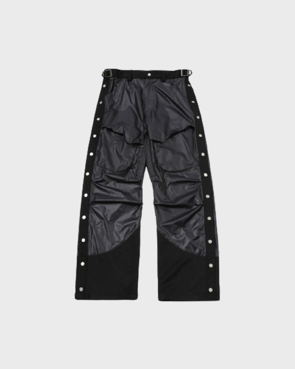 Suede Stitched Side Button Pants (Black)