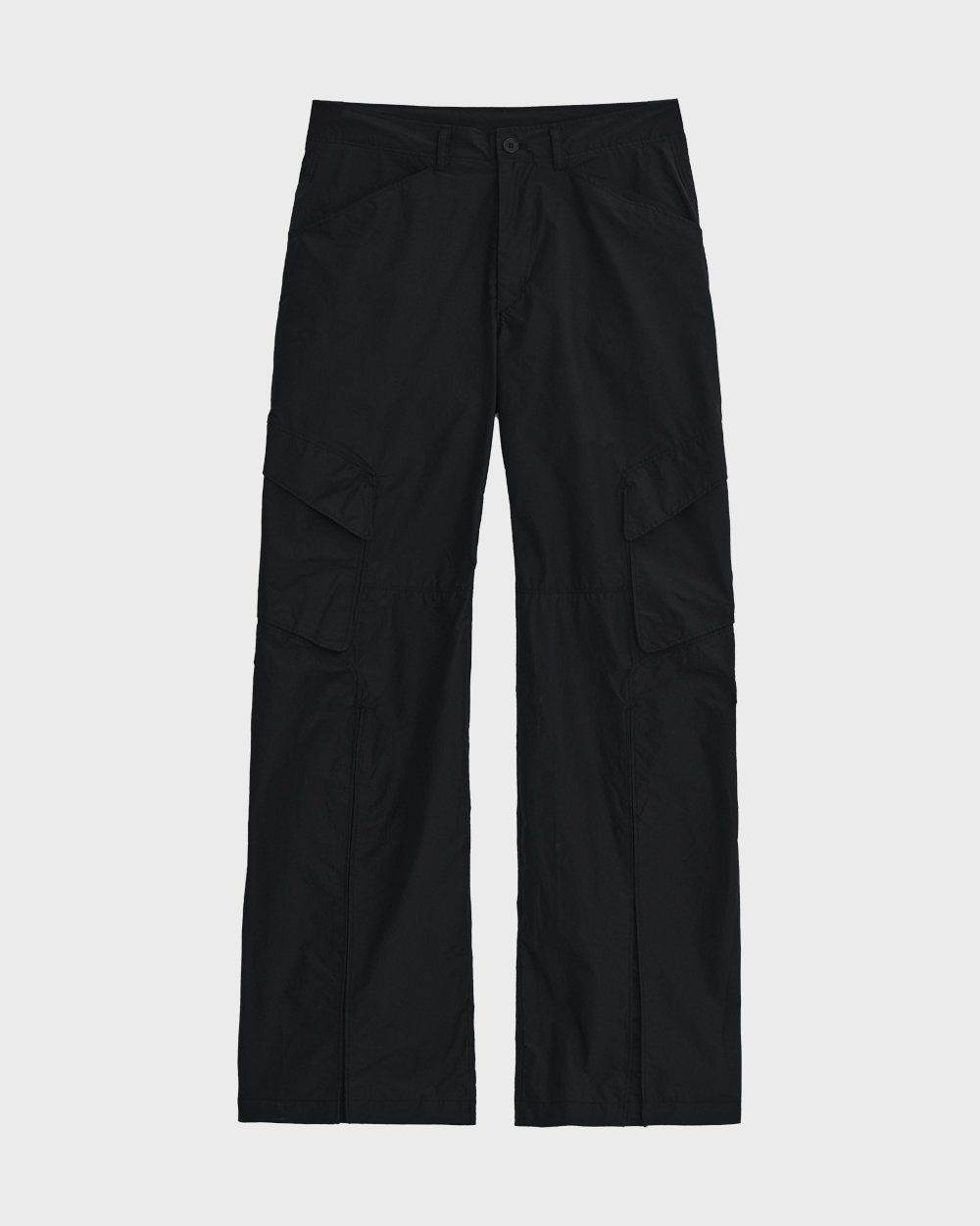 Nylon Cargo Bootcut Pants (Black)