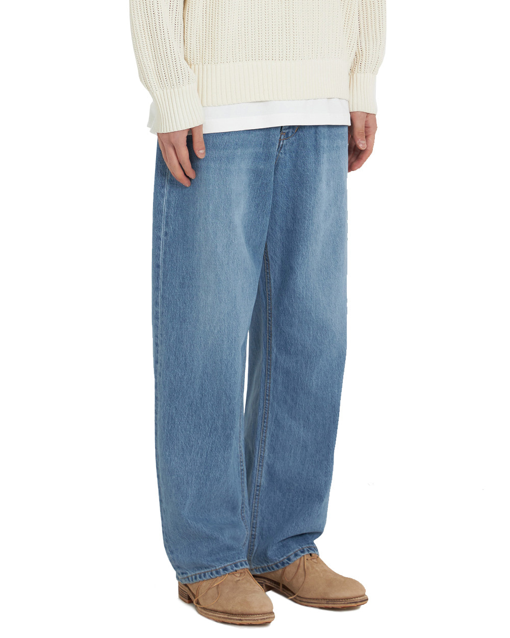 유스 Wide Denim Pants (Medium blue)