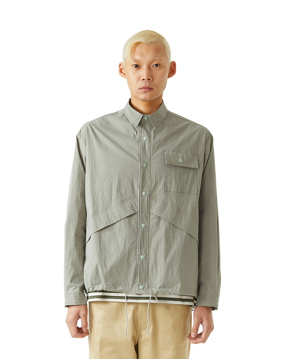 비얼디드키드 Pocket shirt jacket (Mugwort)