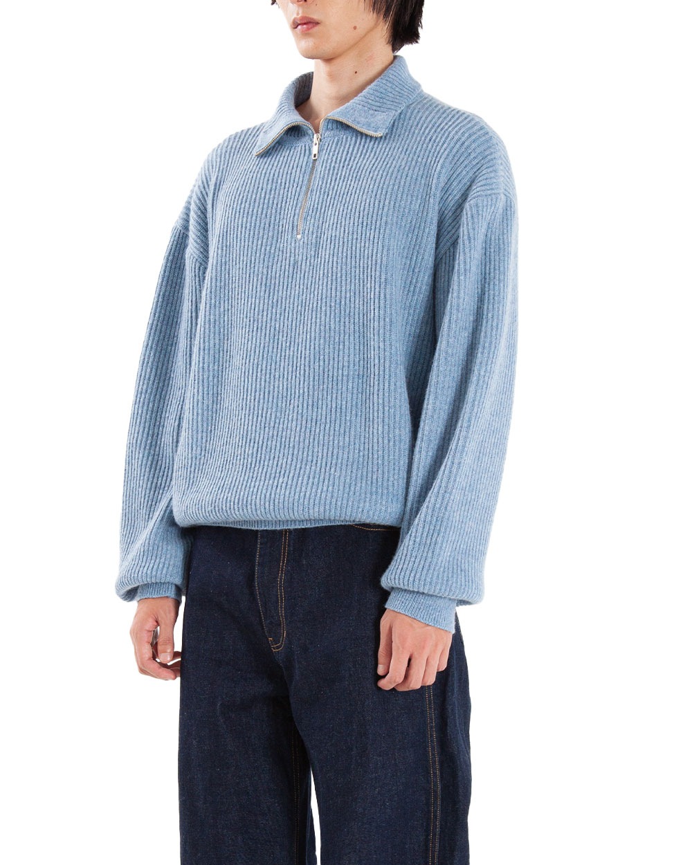 마티스더큐레이터 Half zip knit (Blue melange)
