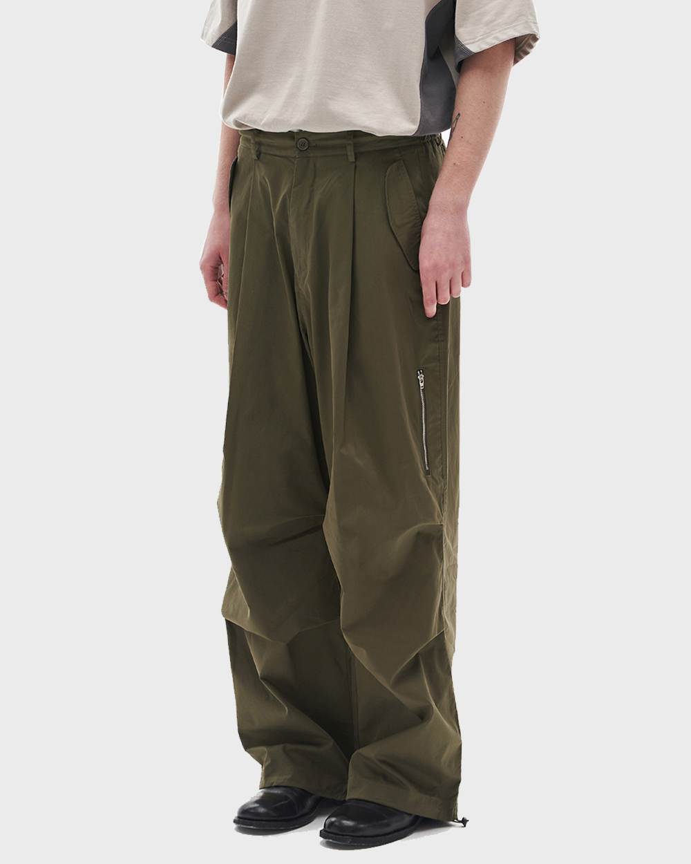 노운 Wide multi pants (Khaki)