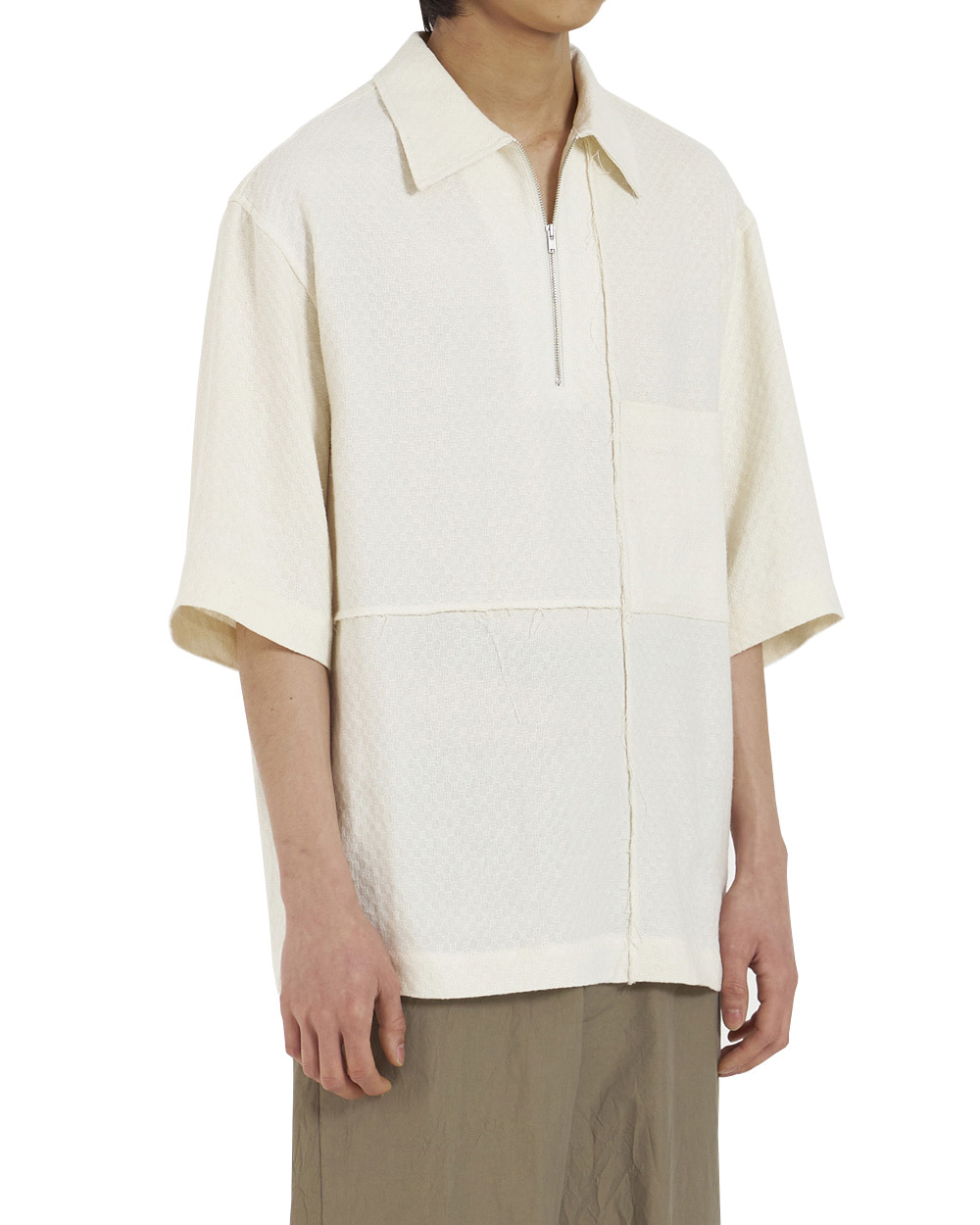 유스 Zipped Half Shirt (Ivory)