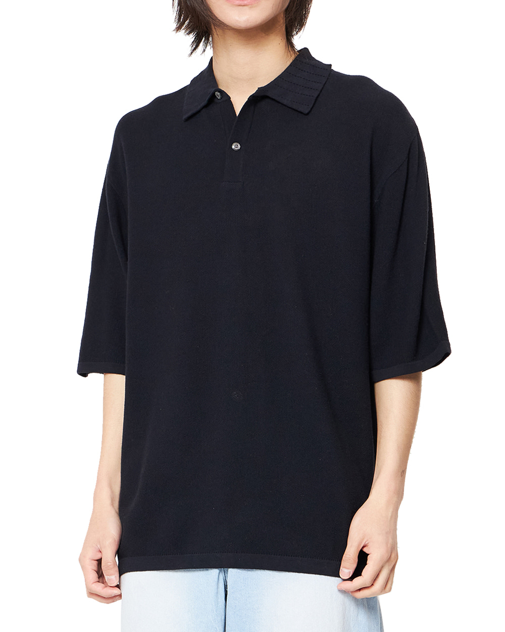 언어펙티드 Knitted polo shirt (Navy)
