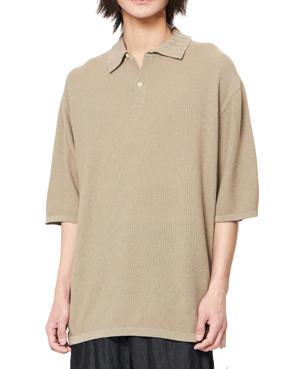 언어펙티드 Knitted polo shirt (Sand)