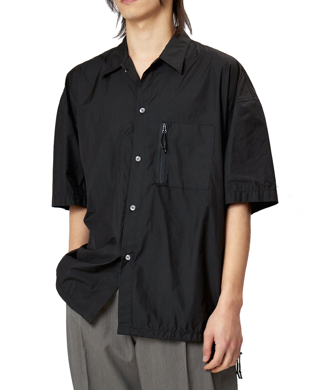 언어펙티드 Wide half shirt (Black)