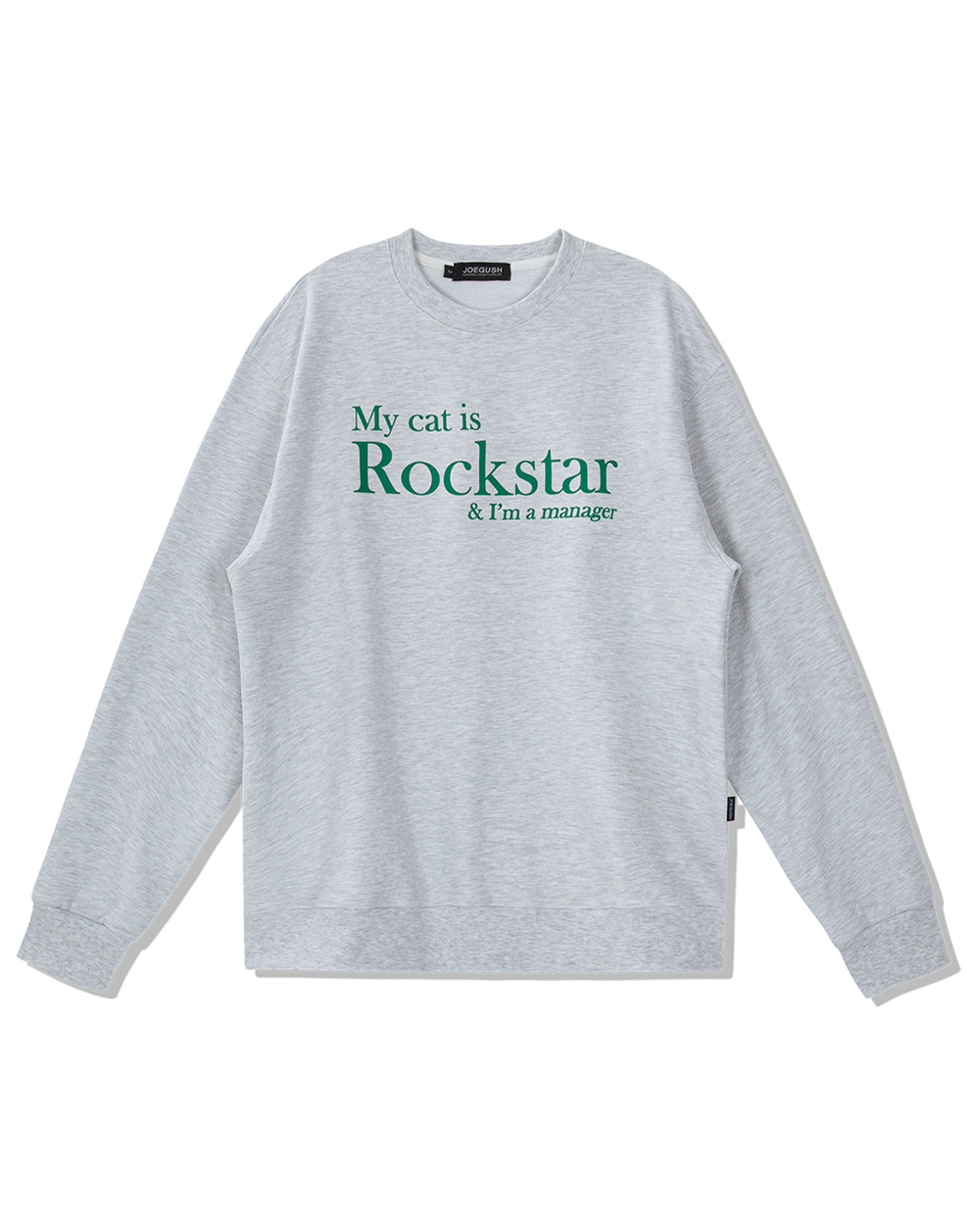 조거쉬 My cat is Rockstar Sweatshirts (Melange grey/Green)