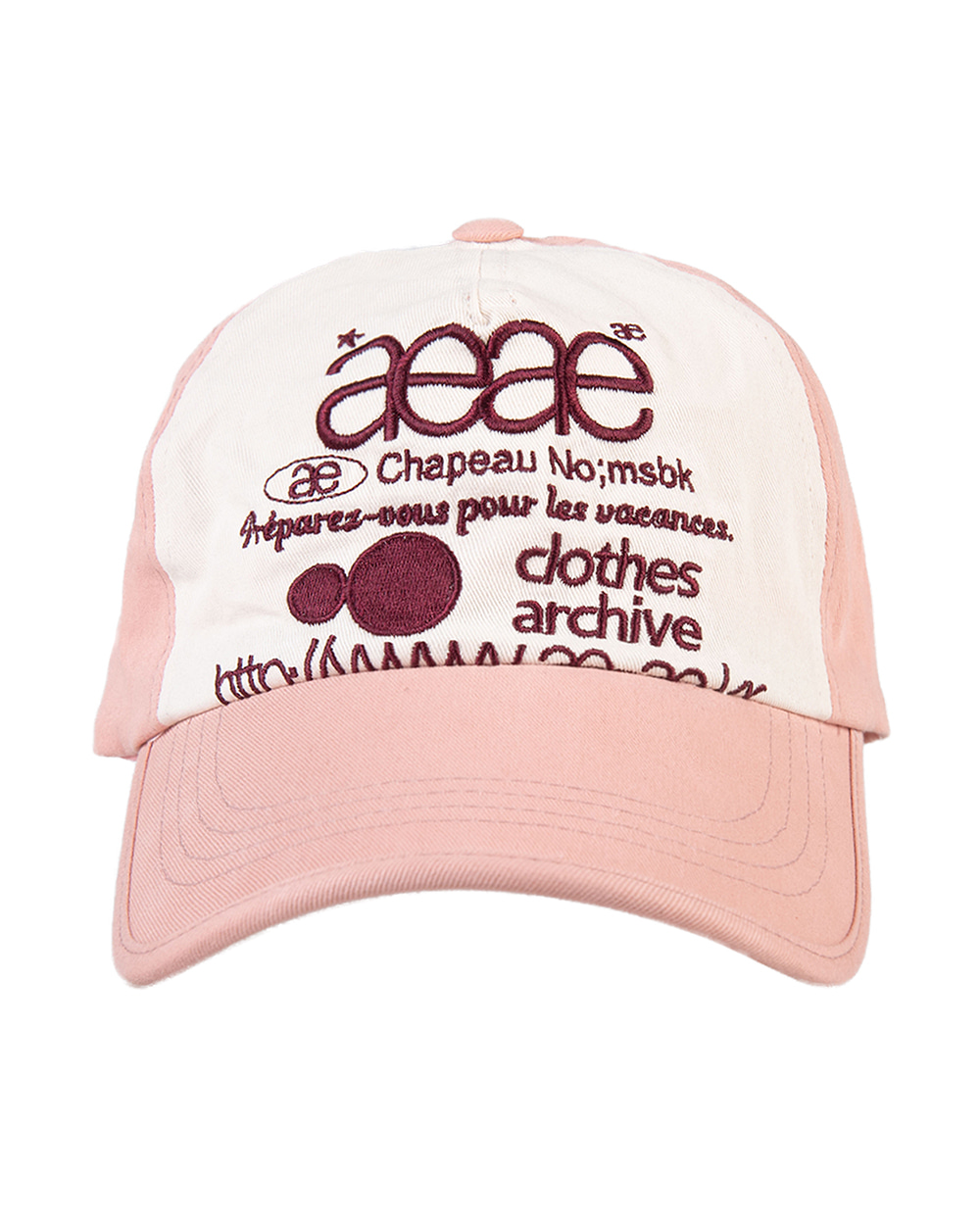 aeae Web Logo 5Pannel Cap (Pink/Burgundy)