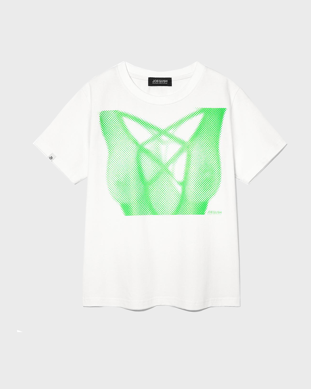 X-ray Boobs T-Shirt (Crop Ver.) (White/Yellow Green)