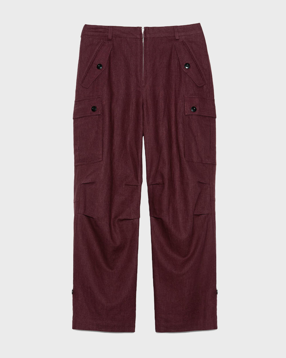 아마이유우츠 Linen cargo pants (Burgundy)
