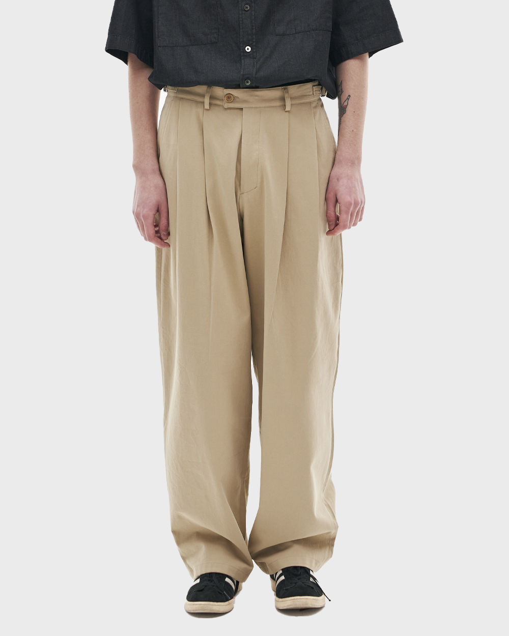 노운 Wide chino pants (Beige)
