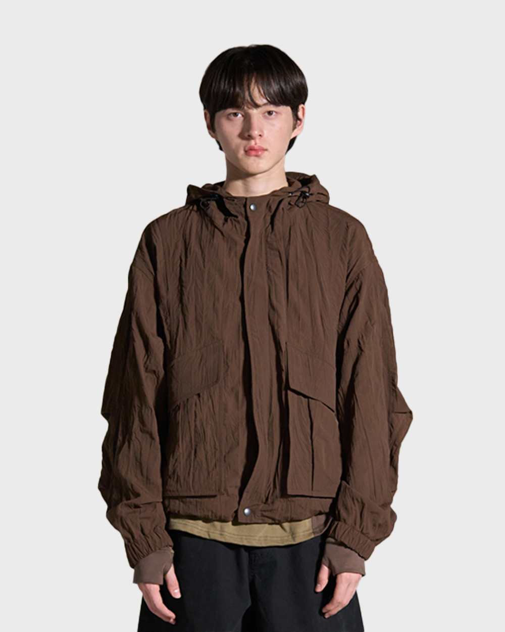 노운 Hooded wrinkle jacket (Brown)_10월10일 예약배송