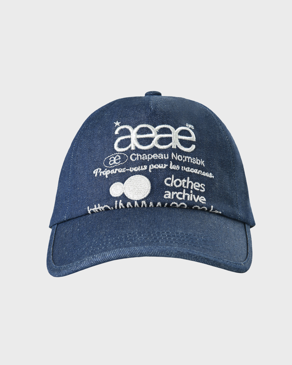 aeae Web Logo Denim 5 Pannel Cap (Mid blue)