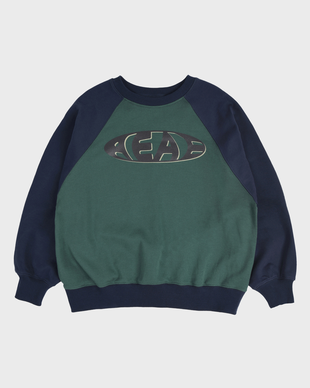 aeae Vintage Logo Raglan Sweatshirts (Navy/Green)
