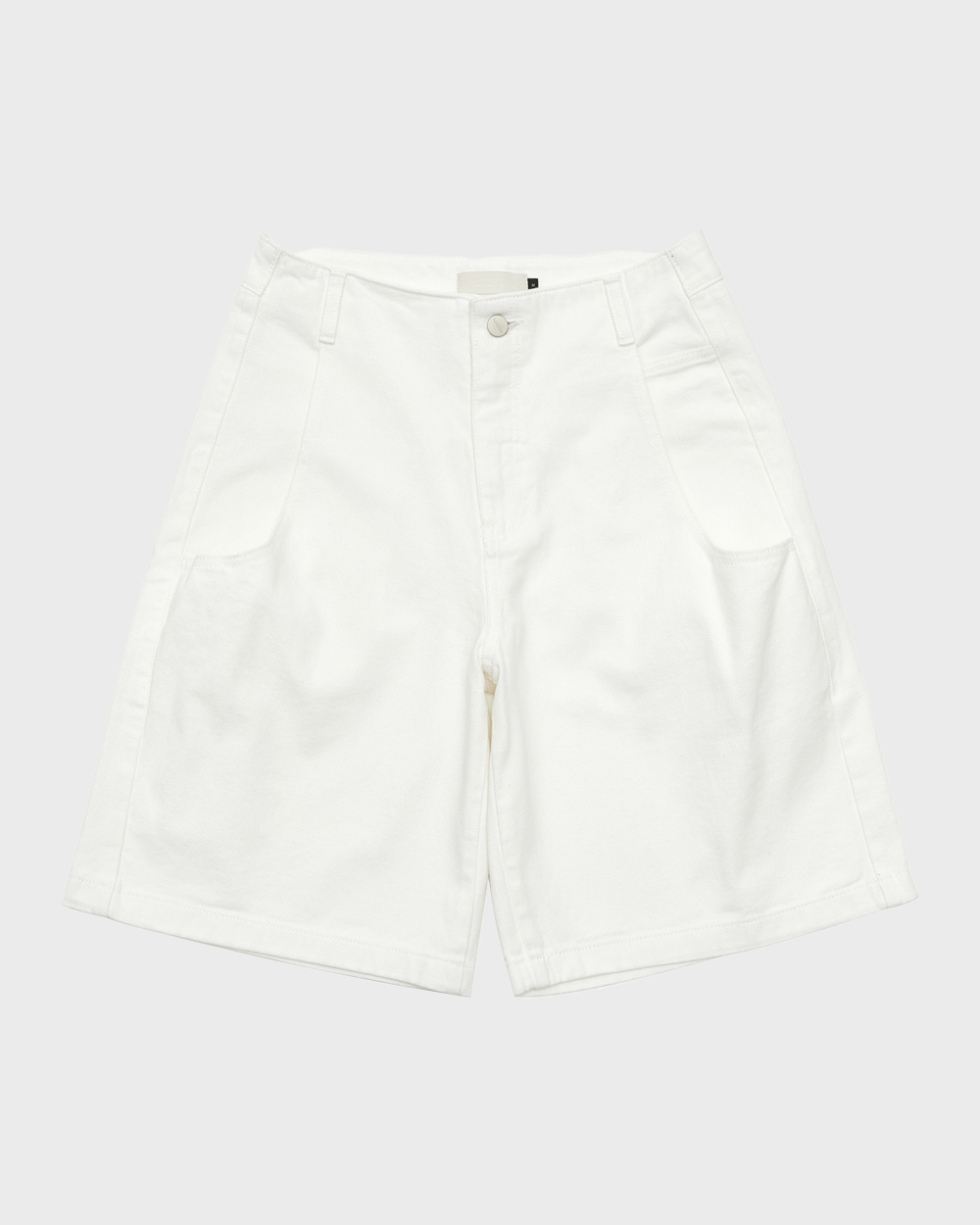 Mens Cut-Out Pocket Denim Shorts (White)