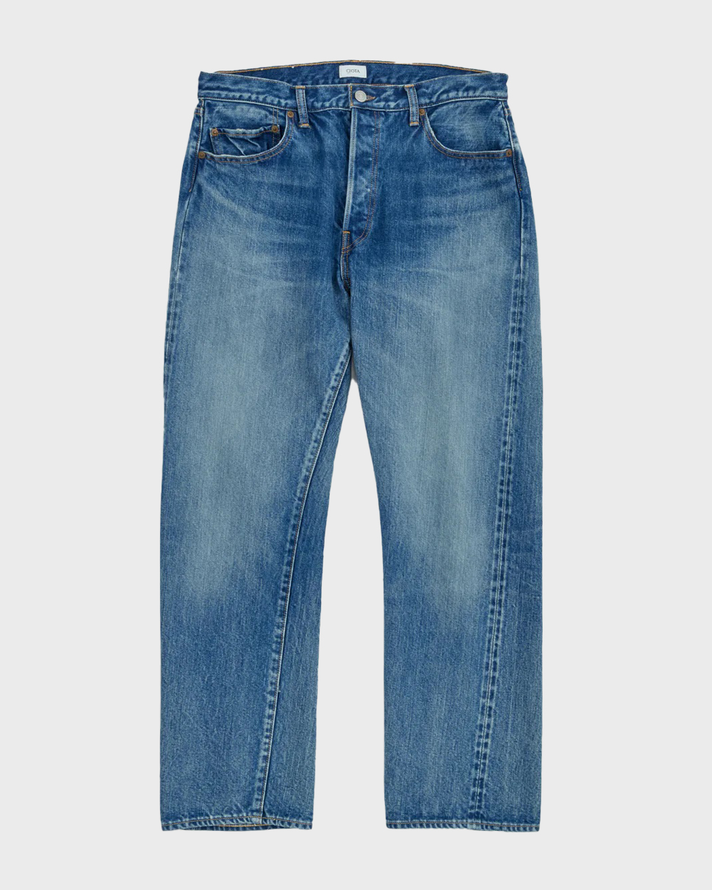 New Straight 5 Pocket Pants (Medium Dark Blue Damage)