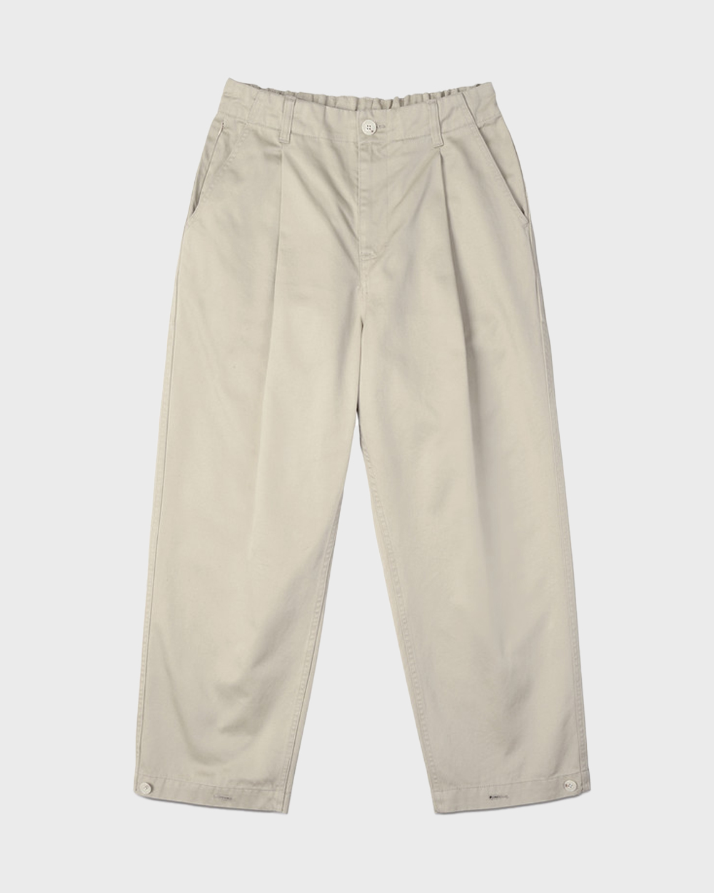 Washed Cotton Wide Pants (Beige)